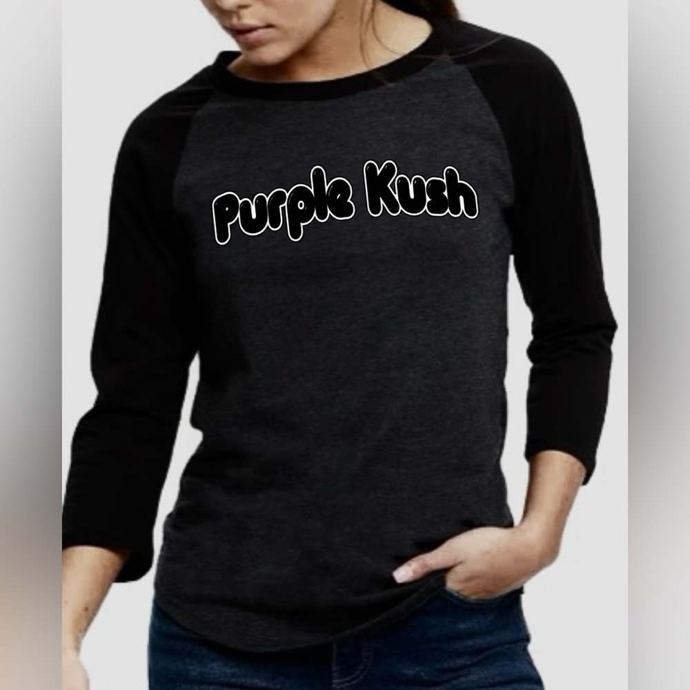 Purple Kush Strain NWT Women’s 3/4 Sleeve Raglan XS or M Cannabis / Weed